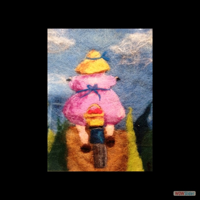 Wool Art - The Apple Lady - Frame 12  in by 15 in - $125 